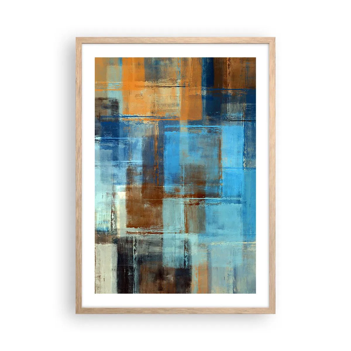 Pôster com moldura de carvalho claro - Através da cortina azul - 50x70 cm