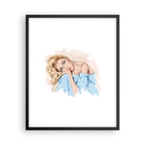 Pôster com moldura preta - Sonhadora em azul - 40x50 cm