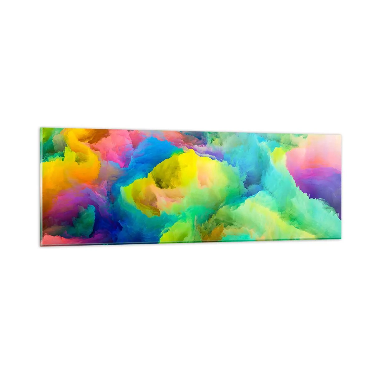 Quadro em vidro - Penugem arco-íris - 90x30 cm