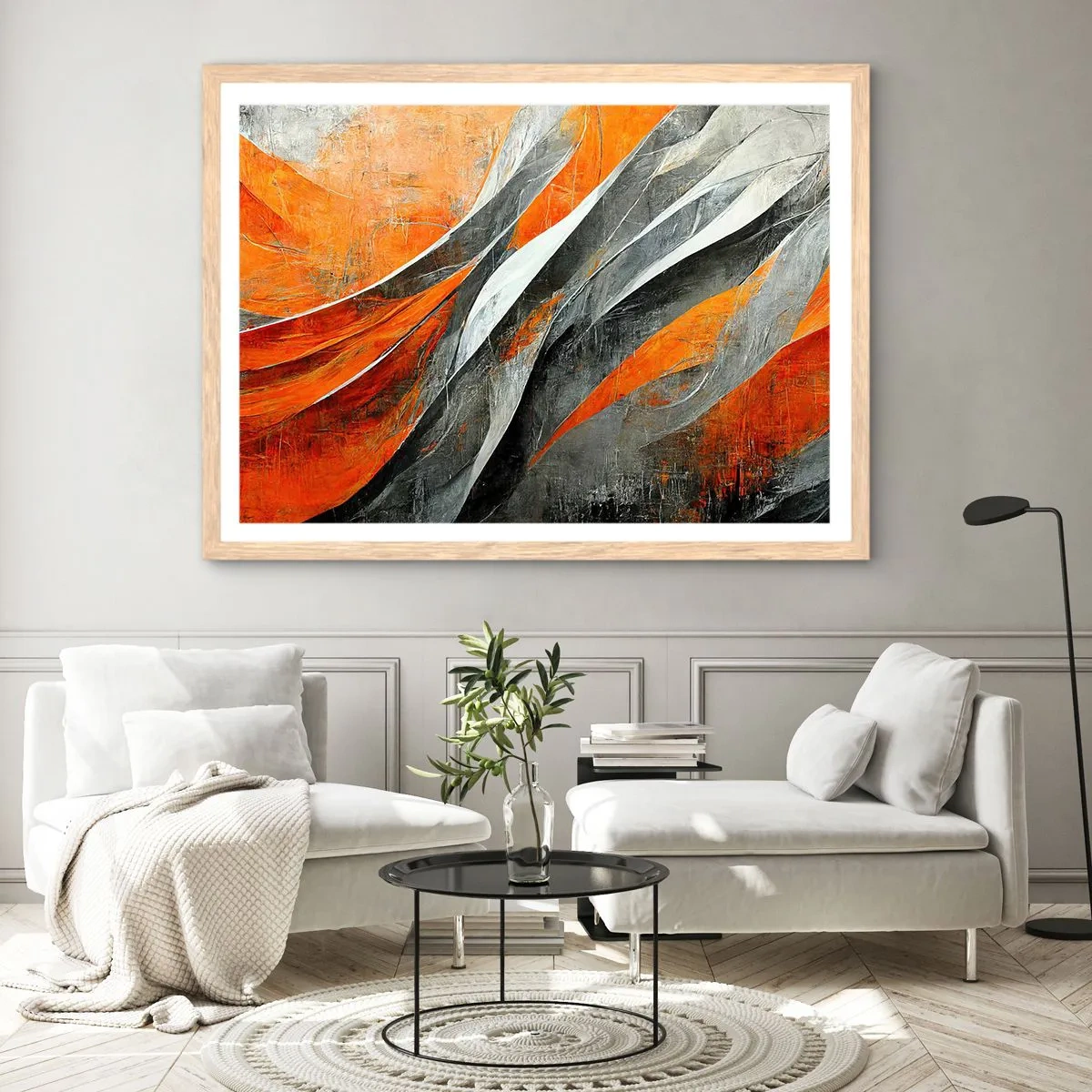 Pôster com moldura de carvalho claro - Calor e frio - 91x61 cm