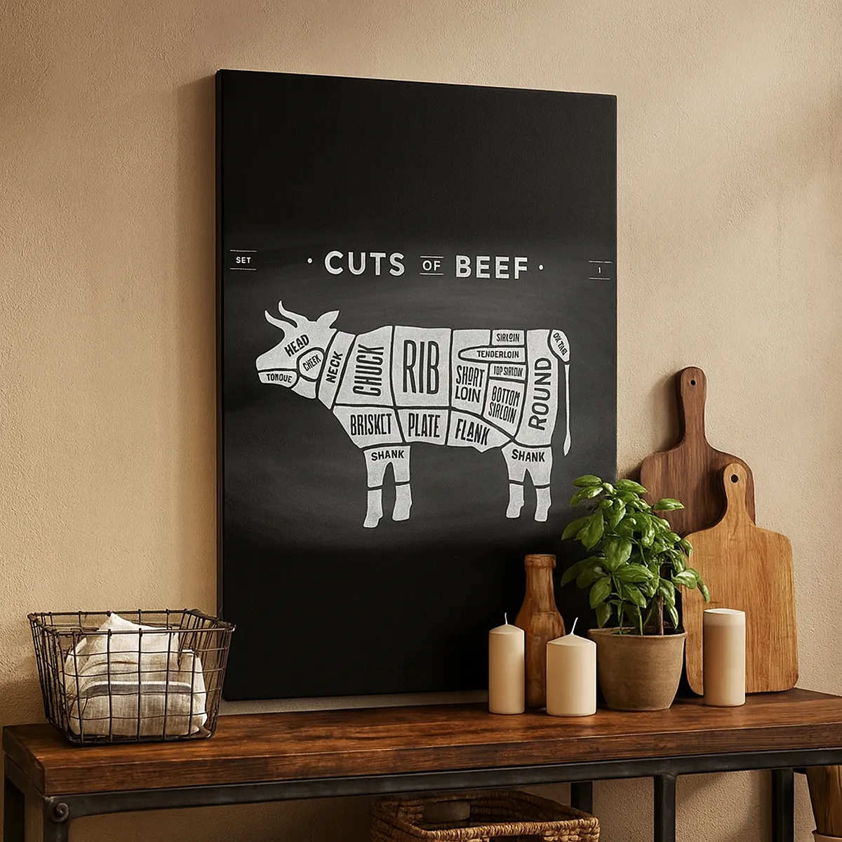 Quadro em tela - Cartilha do talhante - 50x70 cm