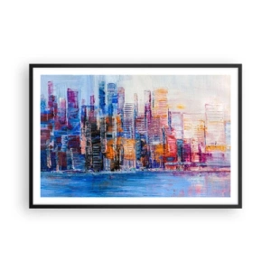 Pôster com moldura preta - Metrópole alegre - 91x61 cm