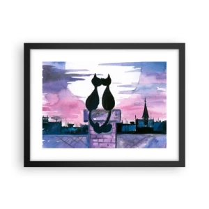 Pôster com moldura preta - Rendez-vous sob a lua - 40x30 cm