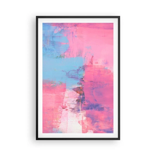 Pôster com moldura preta - Rosa, azul e uma pitada de luz - 61x91 cm