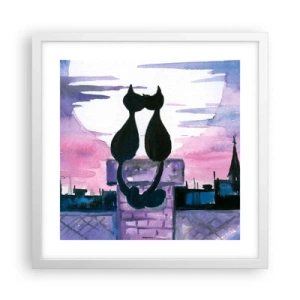 Pôster em moldura branca - Rendez-vous sob a lua - 40x40 cm