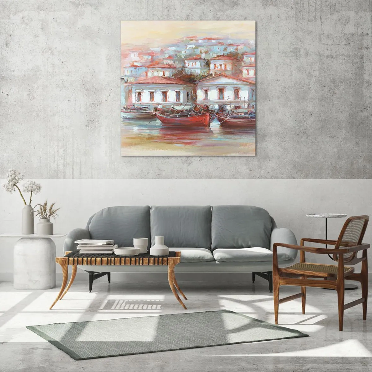 Quadro em vidro - Cidade feliz - 70x70 cm