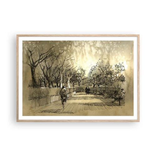 Pôster com moldura de carvalho claro - Um momento capturado por uma pena - 100x70 cm