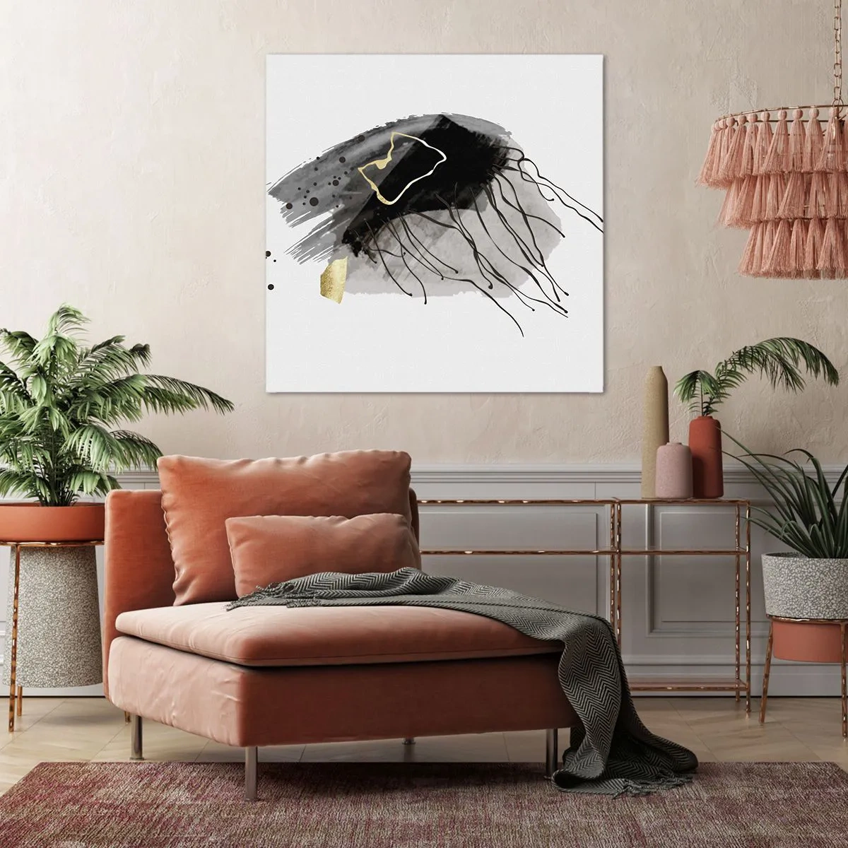 Quadro em tela - A preto e dourado - 50x50 cm