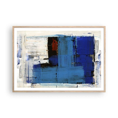 Pôster com moldura de carvalho claro - O segredo do azul - 100x70 cm