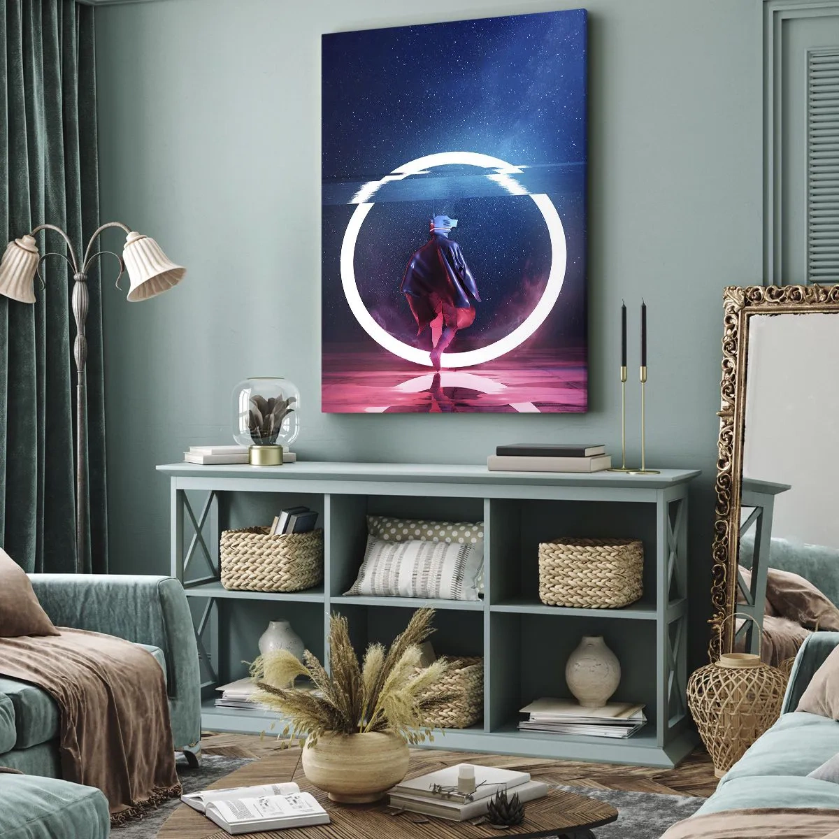 Quadro em tela - Entre Mundos - 55x100 cm