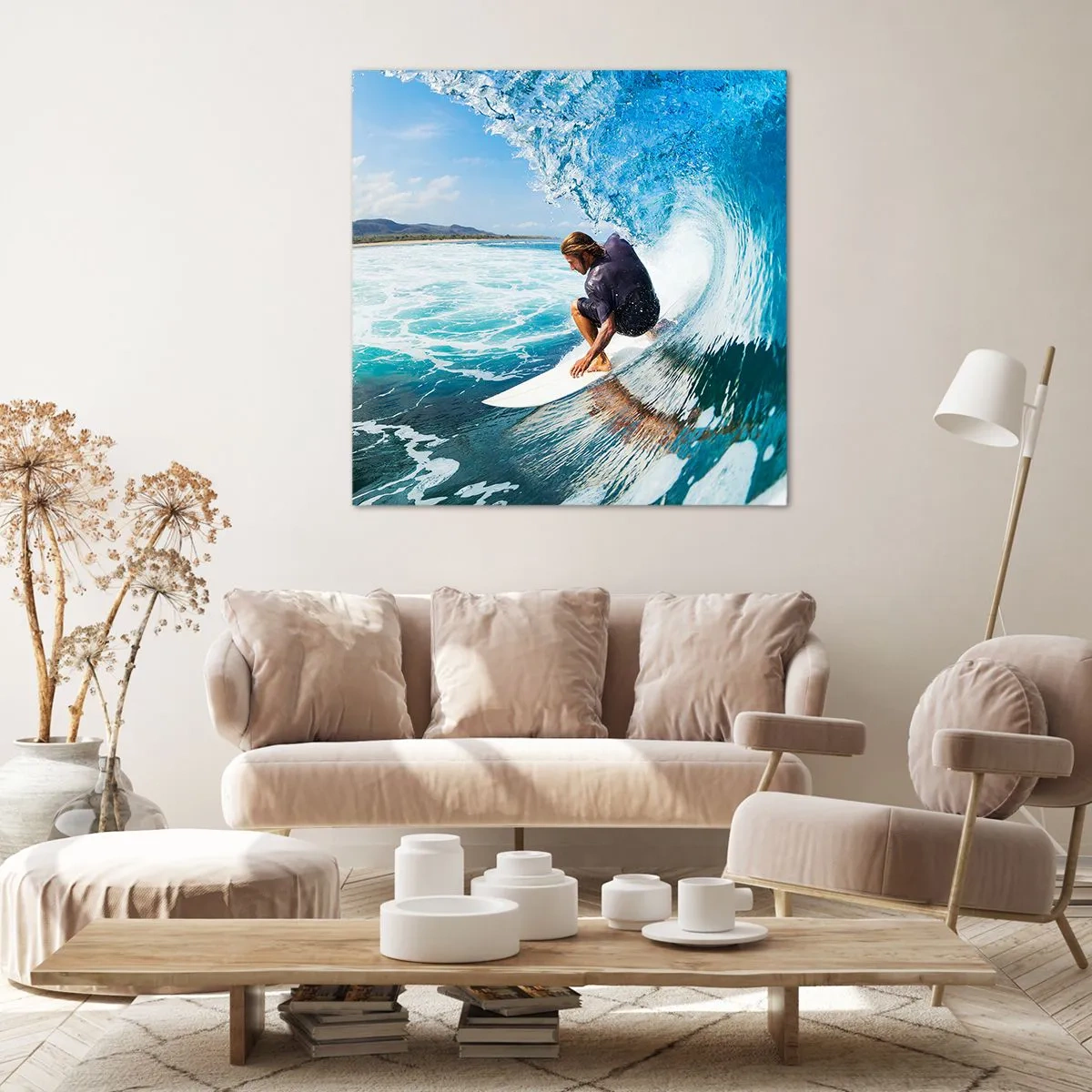 Quadro em tela - Dançando com as ondas - 50x50 cm