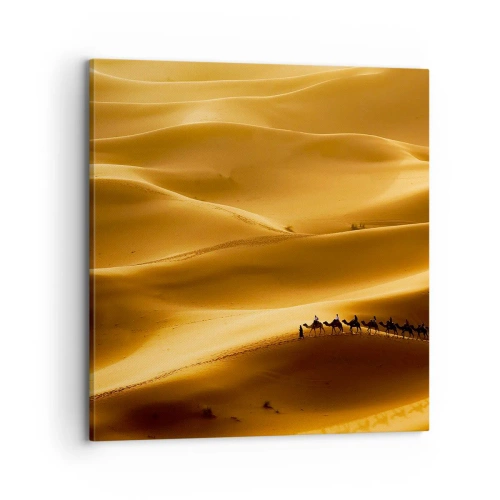 Quadro em tela - Caravana nas ondas do deserto - 70x70 cm