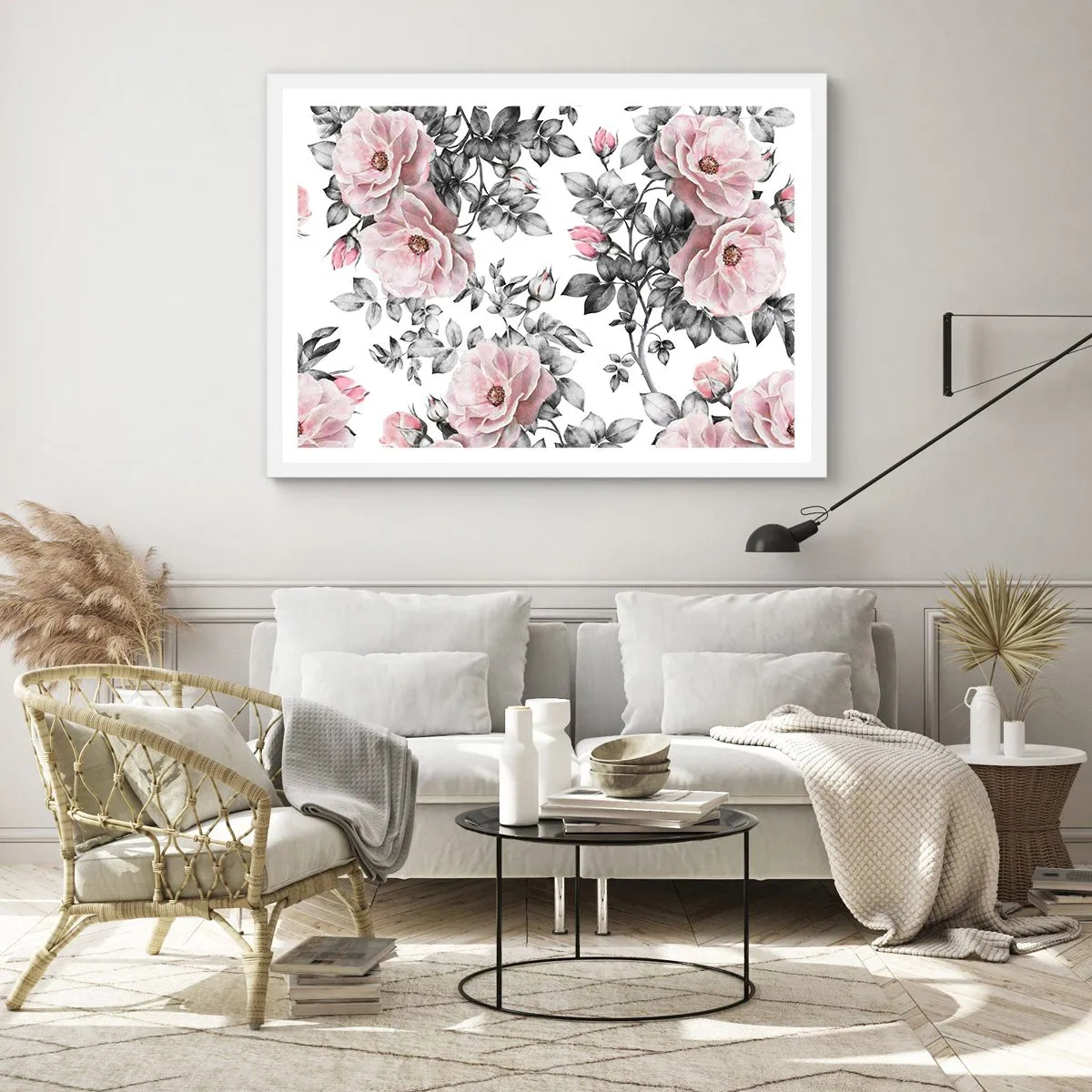 Pôster em moldura branca - Perder-se nas rosas - 91x61 cm