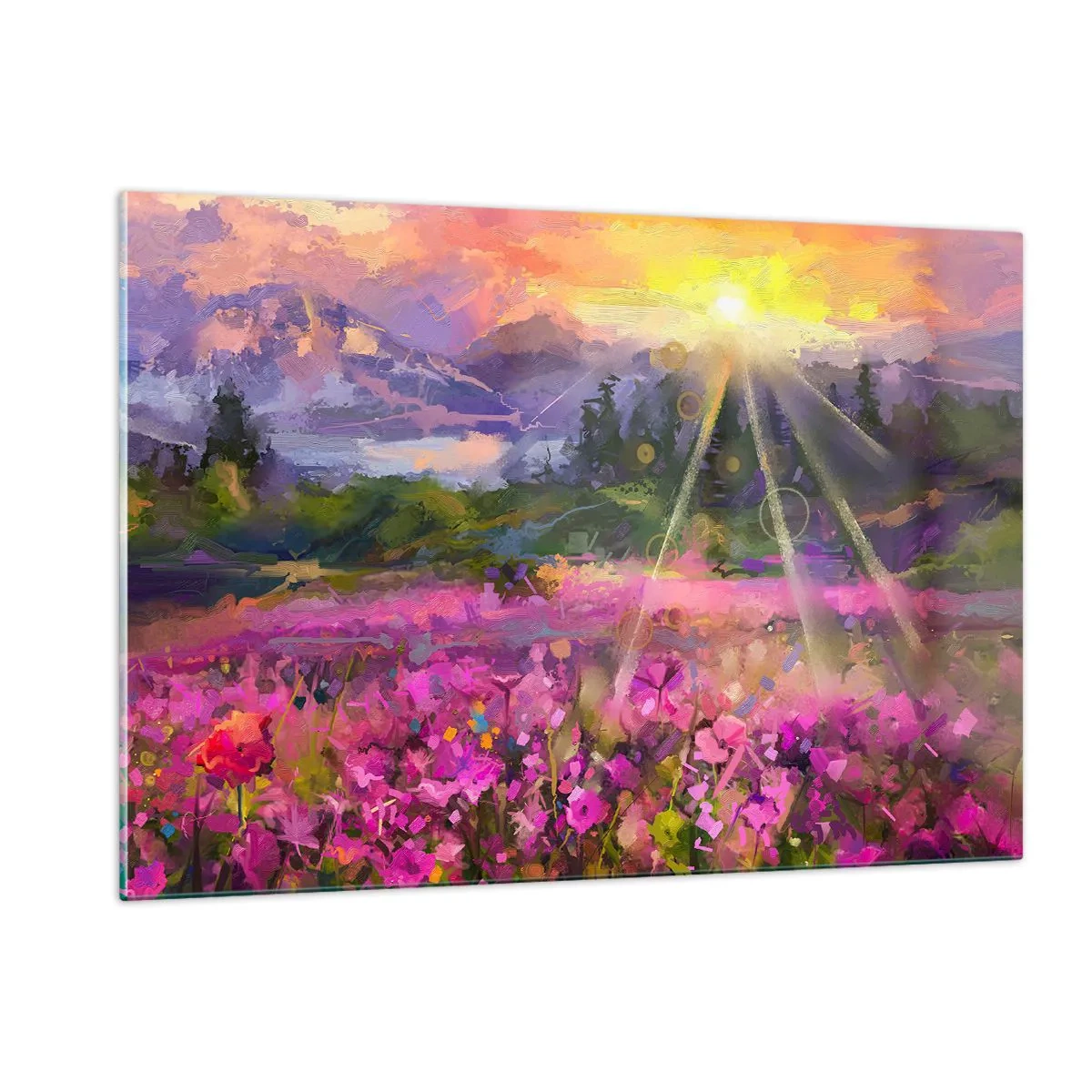 Quadro em vidro - No vale sob os cuidados do sol - 120x80 cm