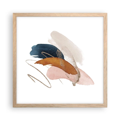 Pôster com moldura de carvalho claro - Composição alada - 40x40 cm