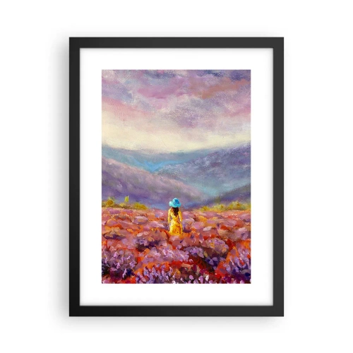 Pôster com moldura preta - No mundo da lavanda - 30x40 cm