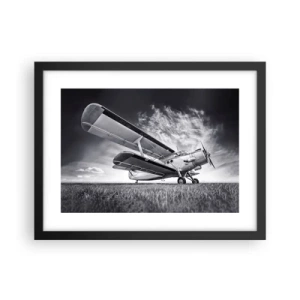 Pôster com moldura preta - Andarilho alado - 40x30 cm