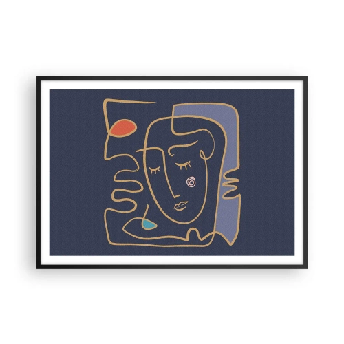 Pôster com moldura preta - Nos pensamentos - 100x70 cm