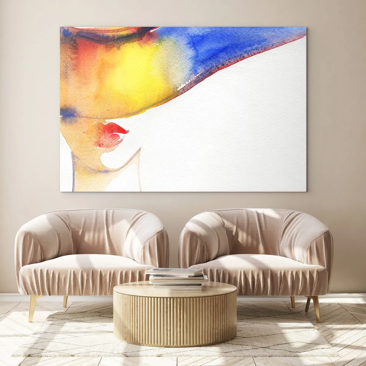 Quadro em vidro - Retrato de uma dama    - 120x80 cm