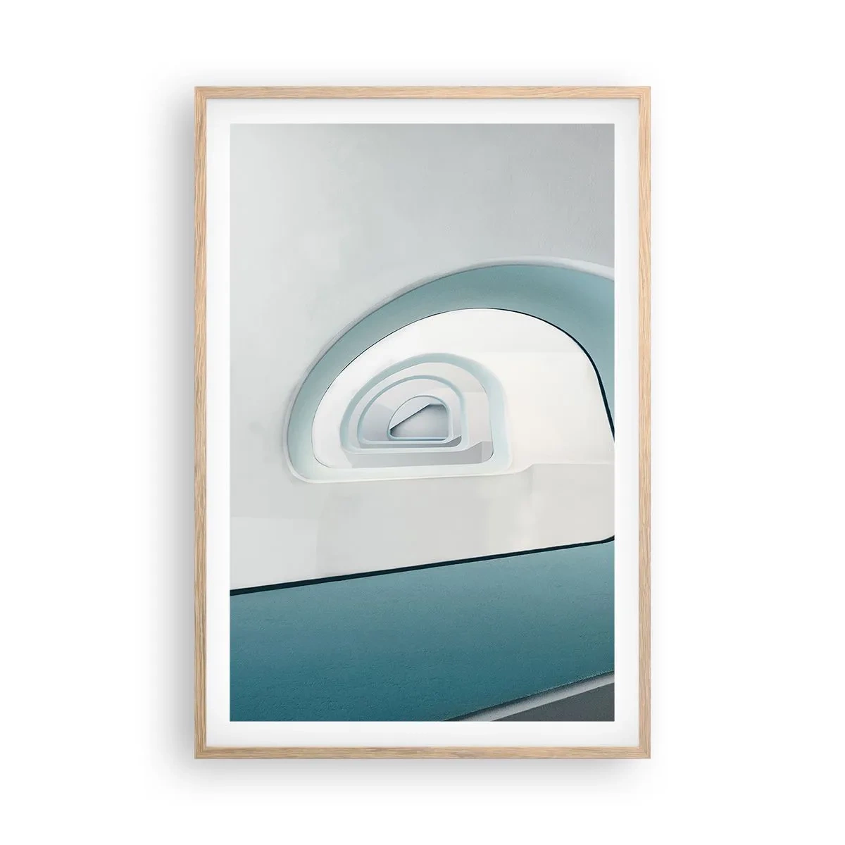 Pôster com moldura de carvalho claro - Para o fundo do azul - 61x91 cm