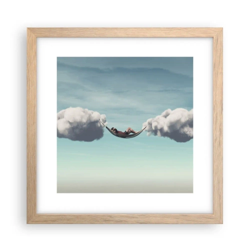 Pôster com moldura de carvalho claro - A felicidade do momento - 30x30 cm