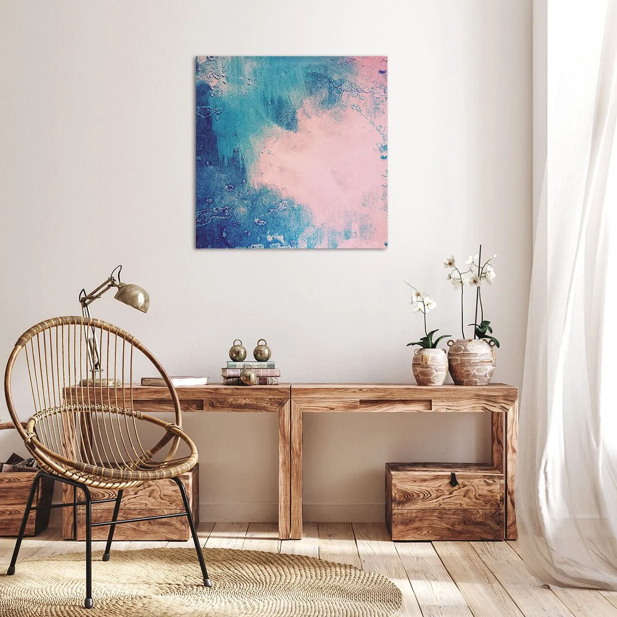 Quadro em tela - Abraço azul - 50x50 cm