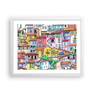 Pôster em moldura branca - Cidade divertida - 50x40 cm