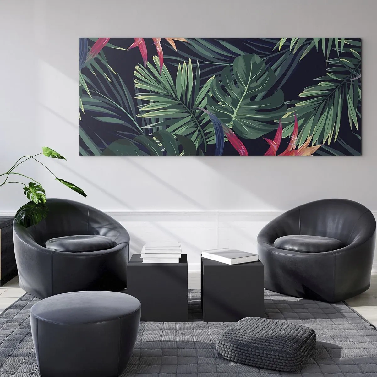 Quadro em vidro - Queimar em verde - 90x30 cm