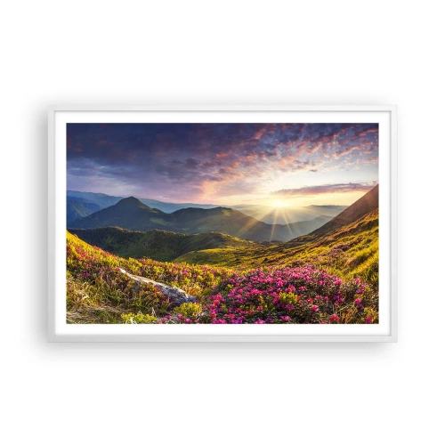 Pôster em moldura branca - A frescura de uma manhã nas montanhas - 91x61 cm