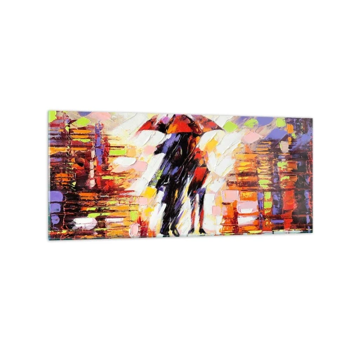 Quadro em vidro - Juntos durante a noite e a chuva - 120x50 cm