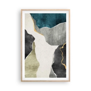 Pôster com moldura de carvalho claro - Composição de mosaico com fio de ouro - 61x91 cm