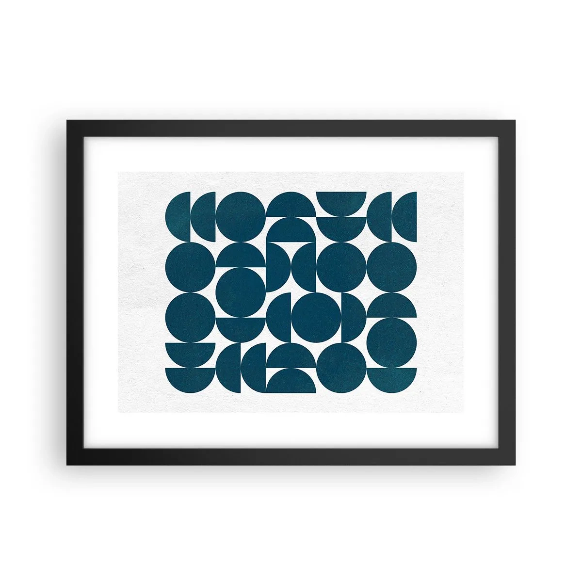 Pôster com moldura preta - Círculos e semicírculos - 40x30 cm