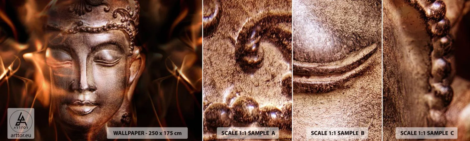 Amostra de papel de parede autocolante Deluxe Sticker - Só existe o aqui e agora - Buda, Religião, Ásia - 100x30 cm