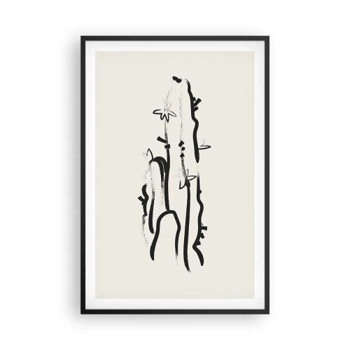 Pôster com moldura preta - Erva florida - 61x91 cm