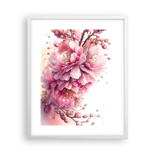 Pôster em moldura branca - Flor de cerejeira - 40x50 cm