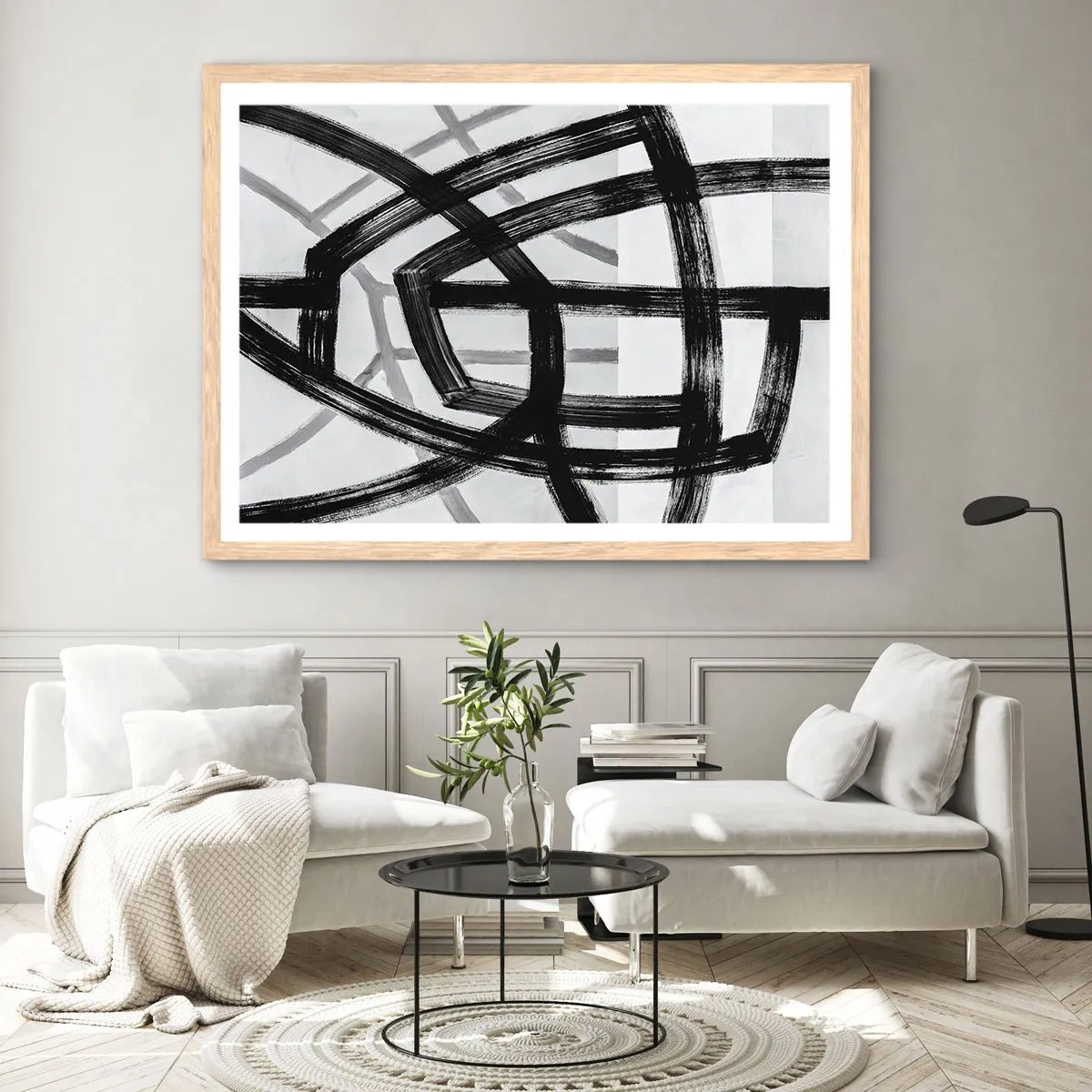 Pôster com moldura de carvalho claro - Profundidade de construção - 40x30 cm