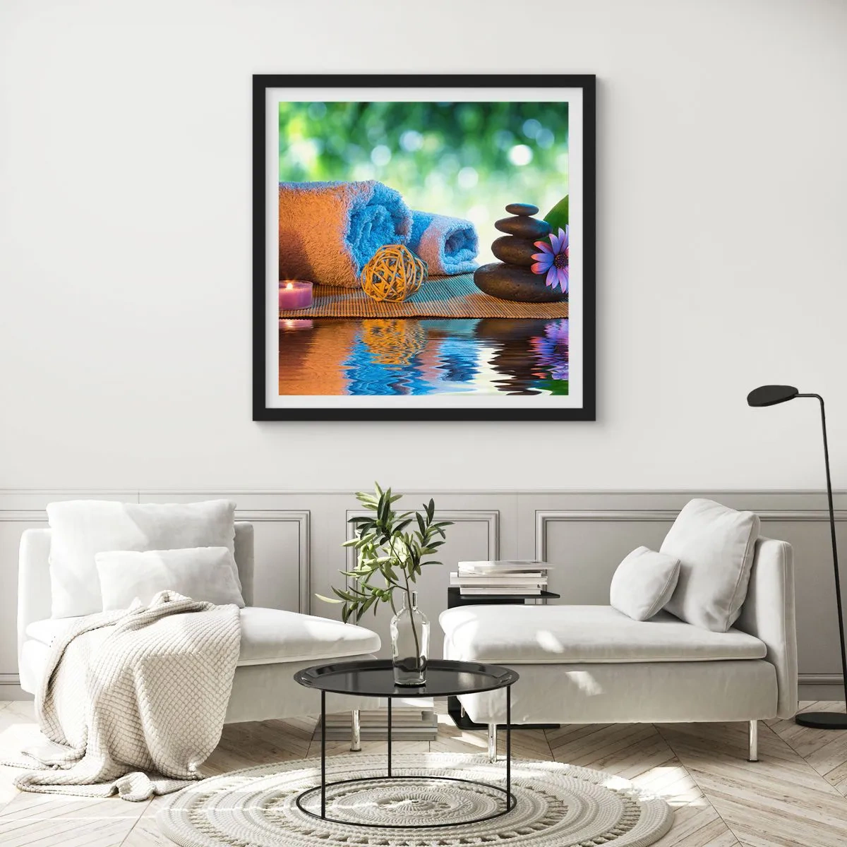 Pôster com moldura preta - Tempo para o corpo - 40x40 cm