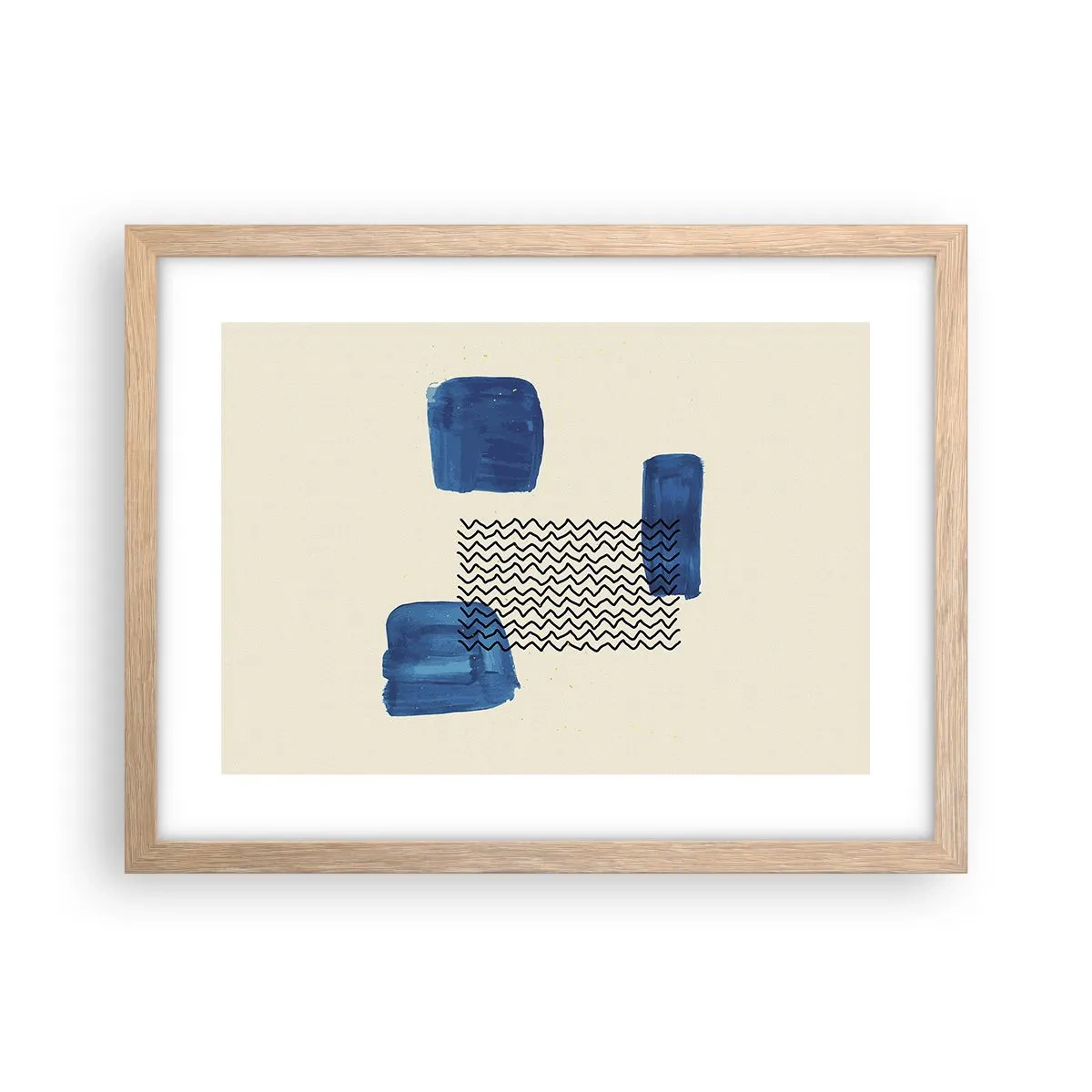 Pôster com moldura de carvalho claro - Quarteto abstrato - 40x30 cm