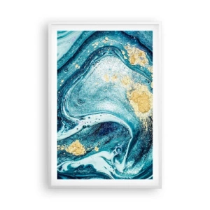 Pôster em moldura branca - Redemoinho azul - 61x91 cm