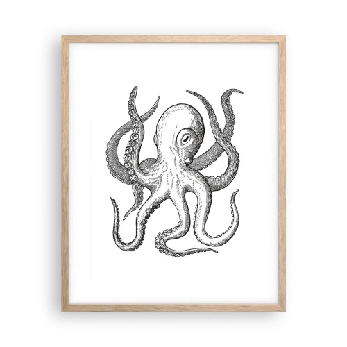 Pôster com moldura de carvalho claro - Dançando com as ondas - 40x50 cm