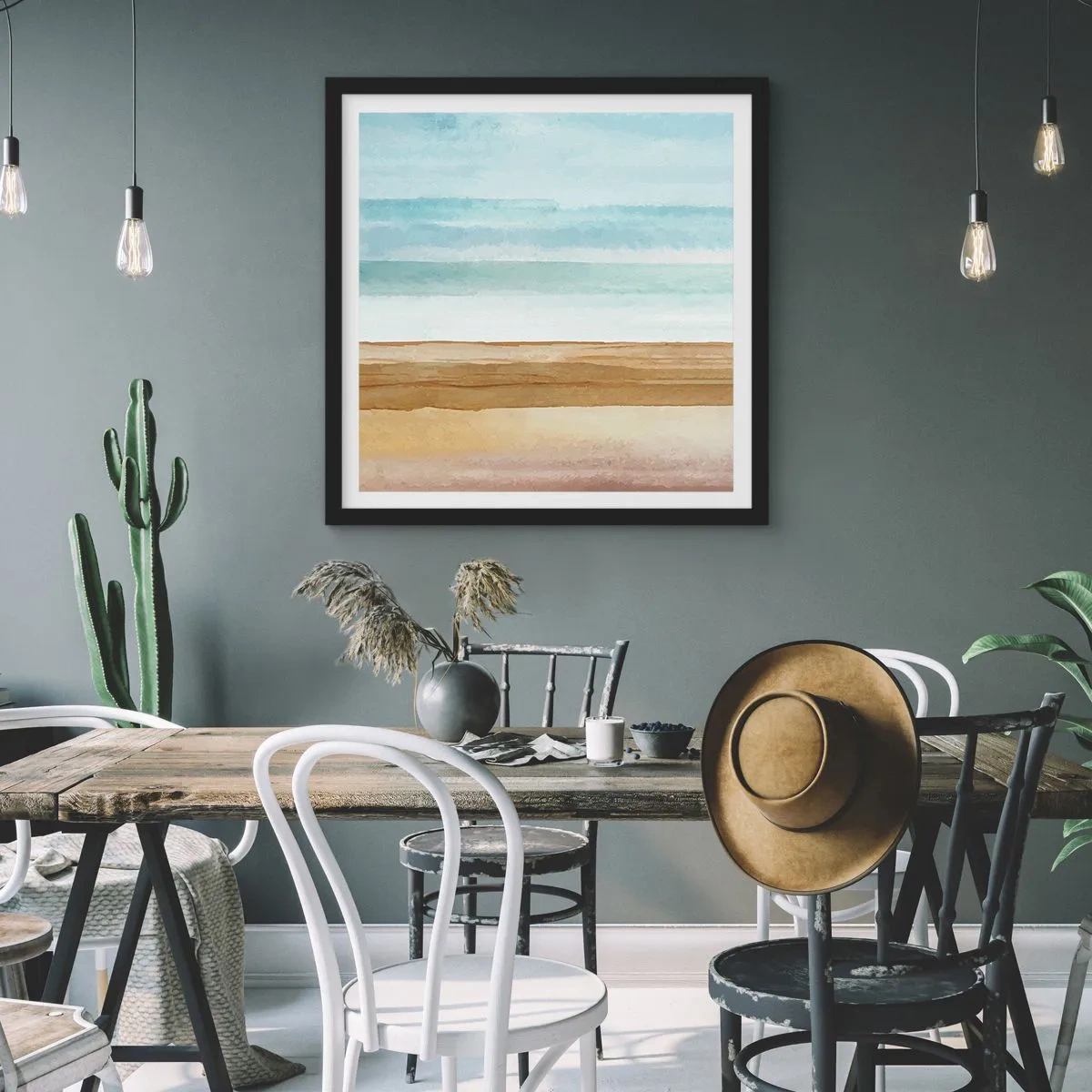 Pôster com moldura preta - Serenidade - 60x60 cm