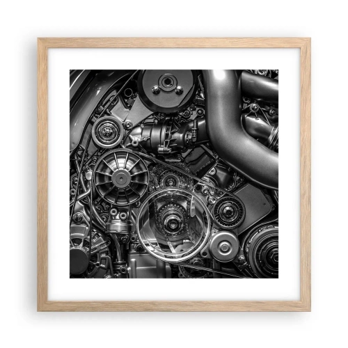 Pôster com moldura de carvalho claro - A poesia da mecánica - 40x40 cm