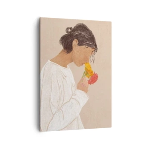 Quadro em tela - Menina e flores - 50x70 cm
