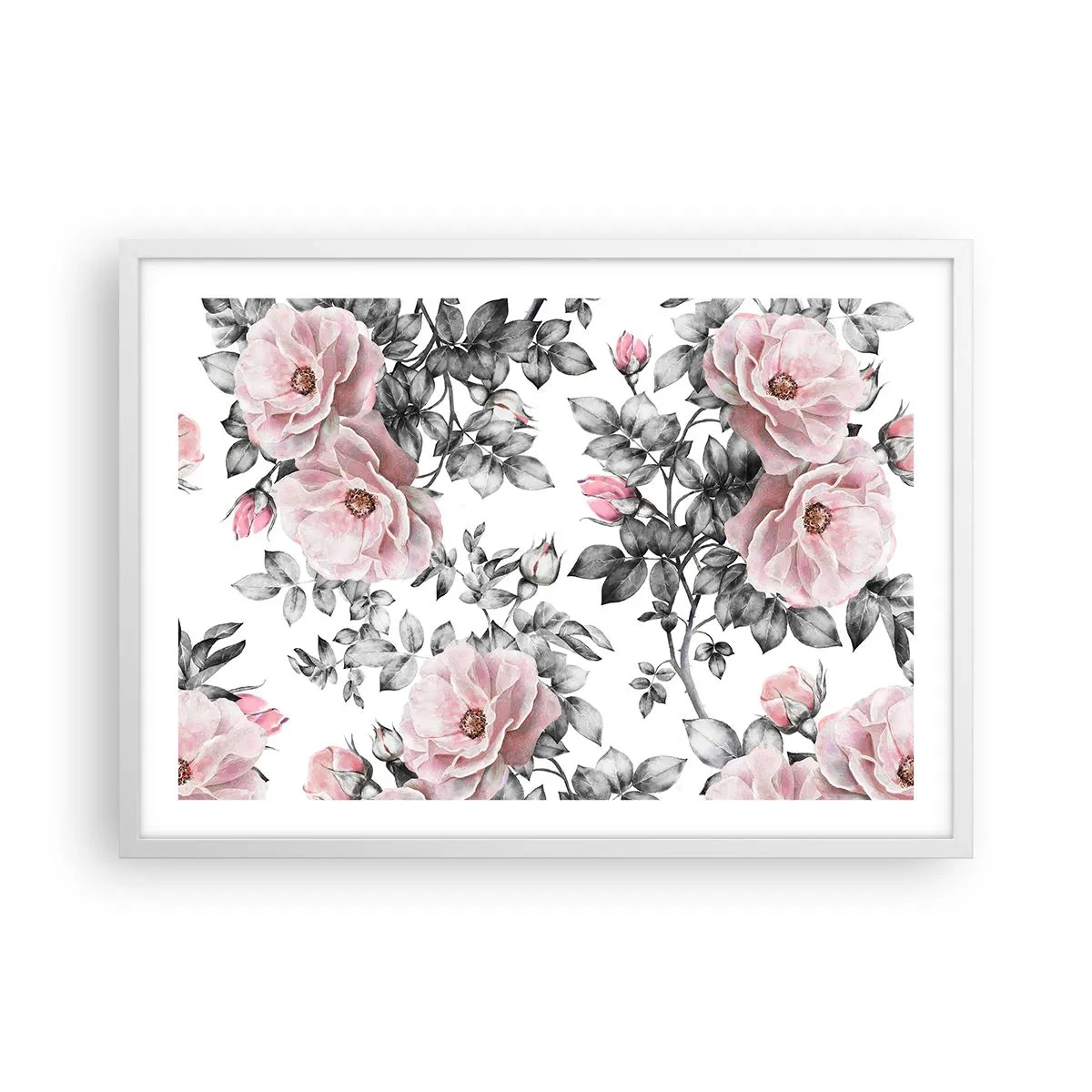 Pôster em moldura branca - Perder-se nas rosas - 70x50 cm