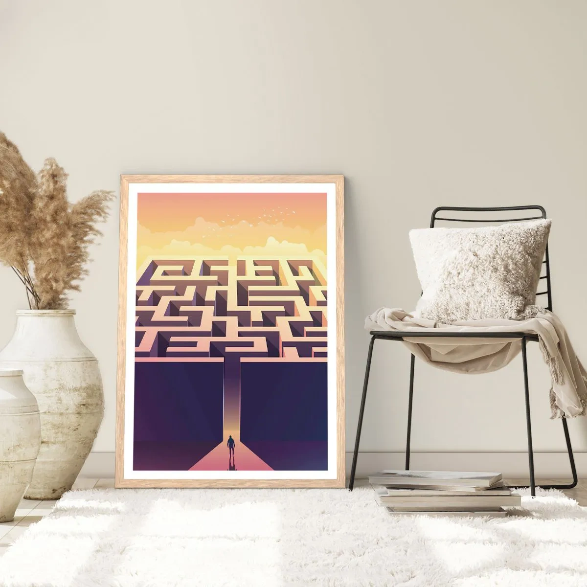 Pôster com moldura de carvalho claro - Hora de decisão - 70x100 cm