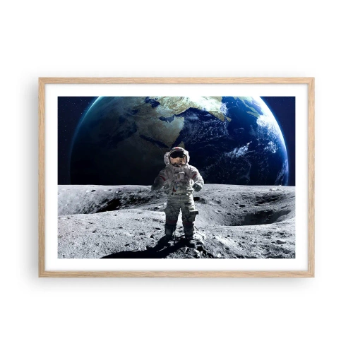 Pôster com moldura de carvalho claro - Saudações da Lua - 70x50 cm