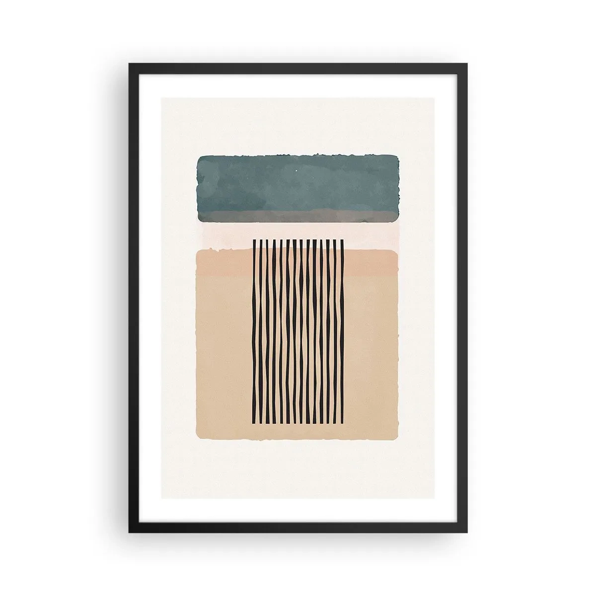 Pôster com moldura preta - Figuras geométricas abstratas em cores sutis - 50x70cm - Está tudo bem - Decoração de parede moderna para a sala de estar e quarto ARTTOR