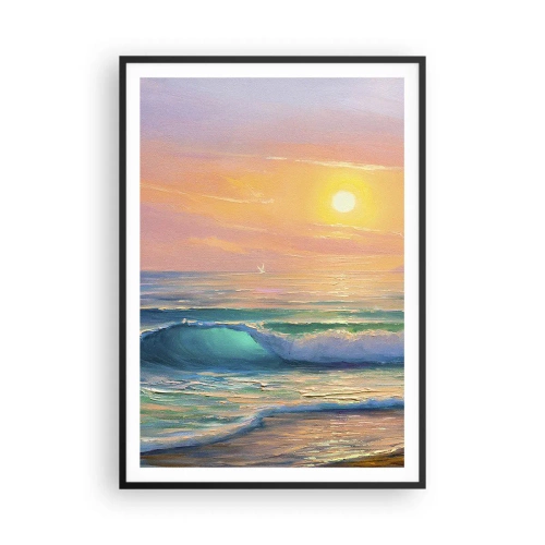 Pôster com moldura preta - O canto turquesa das ondas - 70x100 cm