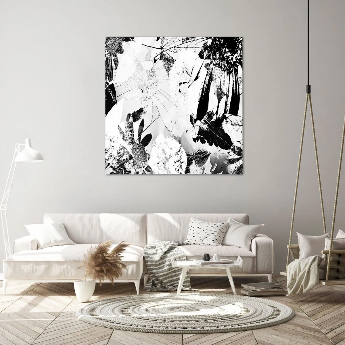 Quadro em tela - Outono a preto e branco - 70x70 cm