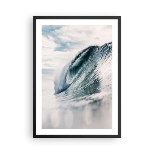Pôster com moldura preta - Uma poderosa onda do oceano capturada em movimento - 50x70cm - Pico de água - Decoração de parede moderna para a sala de estar e quarto ARTTOR